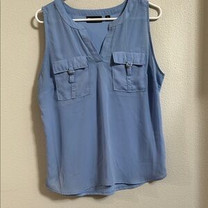 New York & Company Light Blue Sleeveless Blouse
